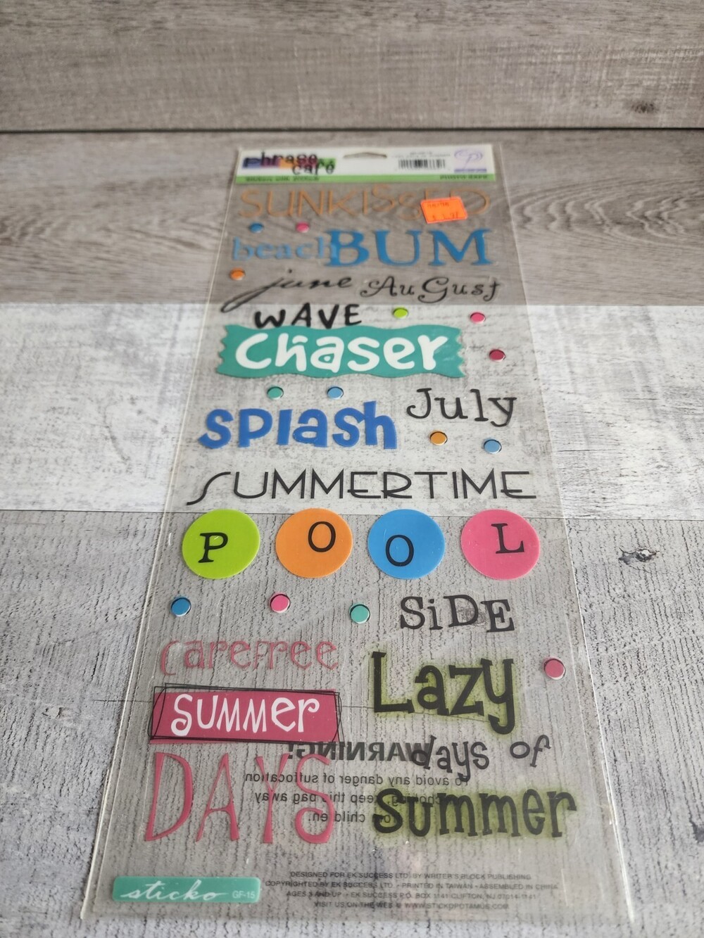 Summer Words Pool Scrapbook Stickers Large Sheet Sticko New #47